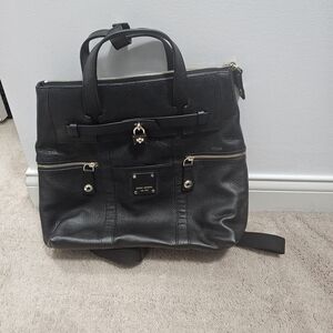 Henri Bendel Black Leather Backpack